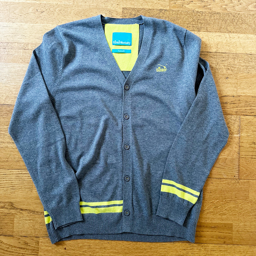 Bunker Logo Cotton Cardigan - Grey/Yellow - Small (Sample)