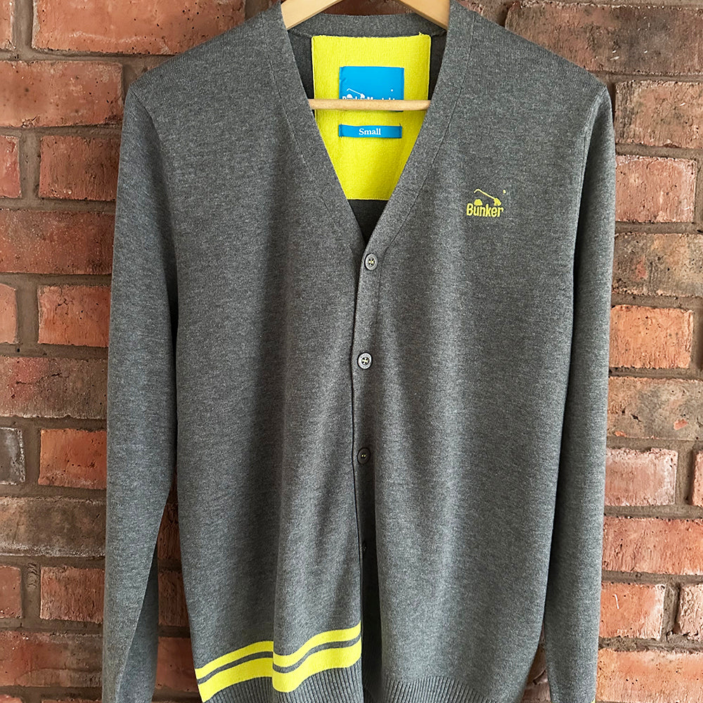 Bunker Logo Cotton Cardigan - Grey/Yellow - Small (Sample) - Image 3