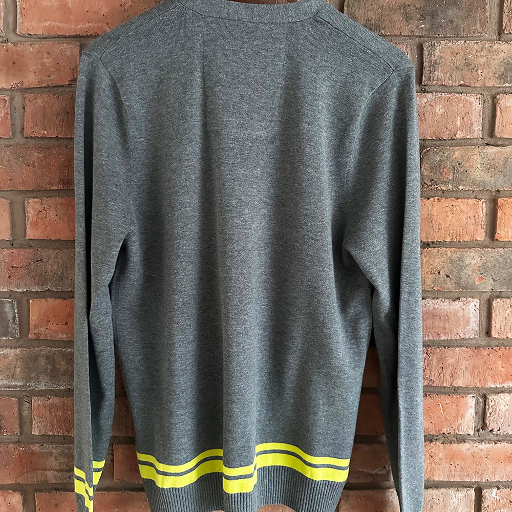 Bunker Logo Cotton Cardigan - Grey/Yellow - Small (Sample) - Image 4