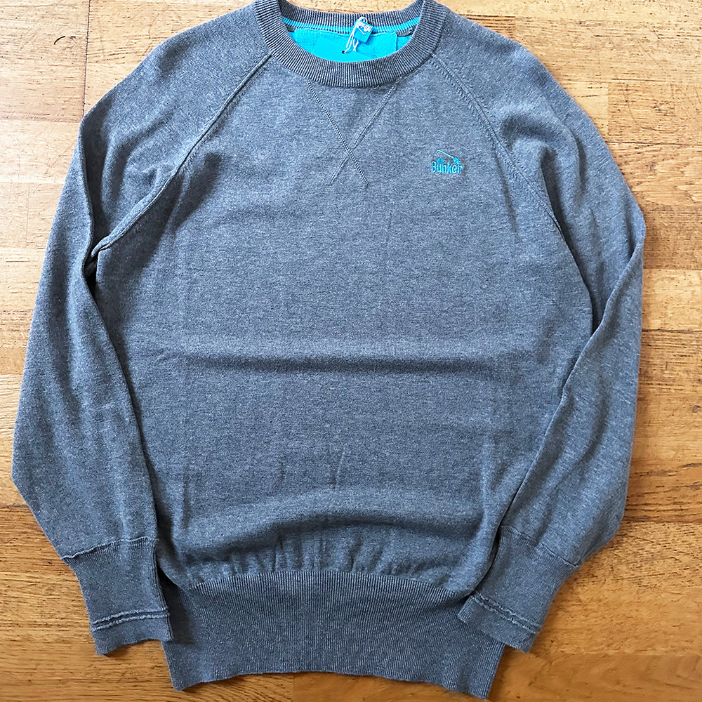 Cotton Crew Jumper with Stripe on Back - Grey - XS & S (Sample)
