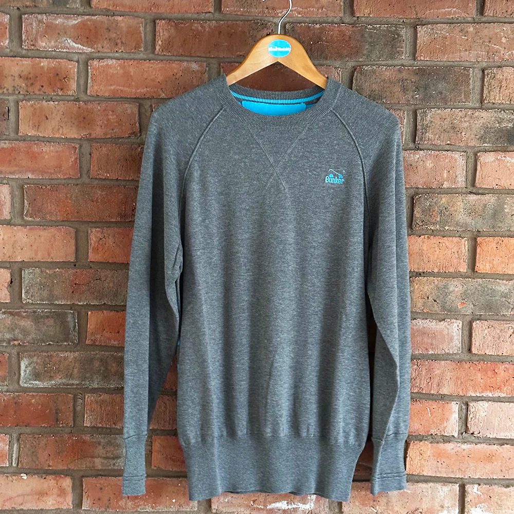 Cotton Crew Jumper with Stripe on Back - Grey - XS & S (Sample) - Image 3