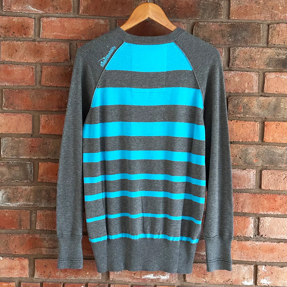 Cotton Crew Jumper with Stripe on Back - Grey - XS & S (Sample) - Image 4