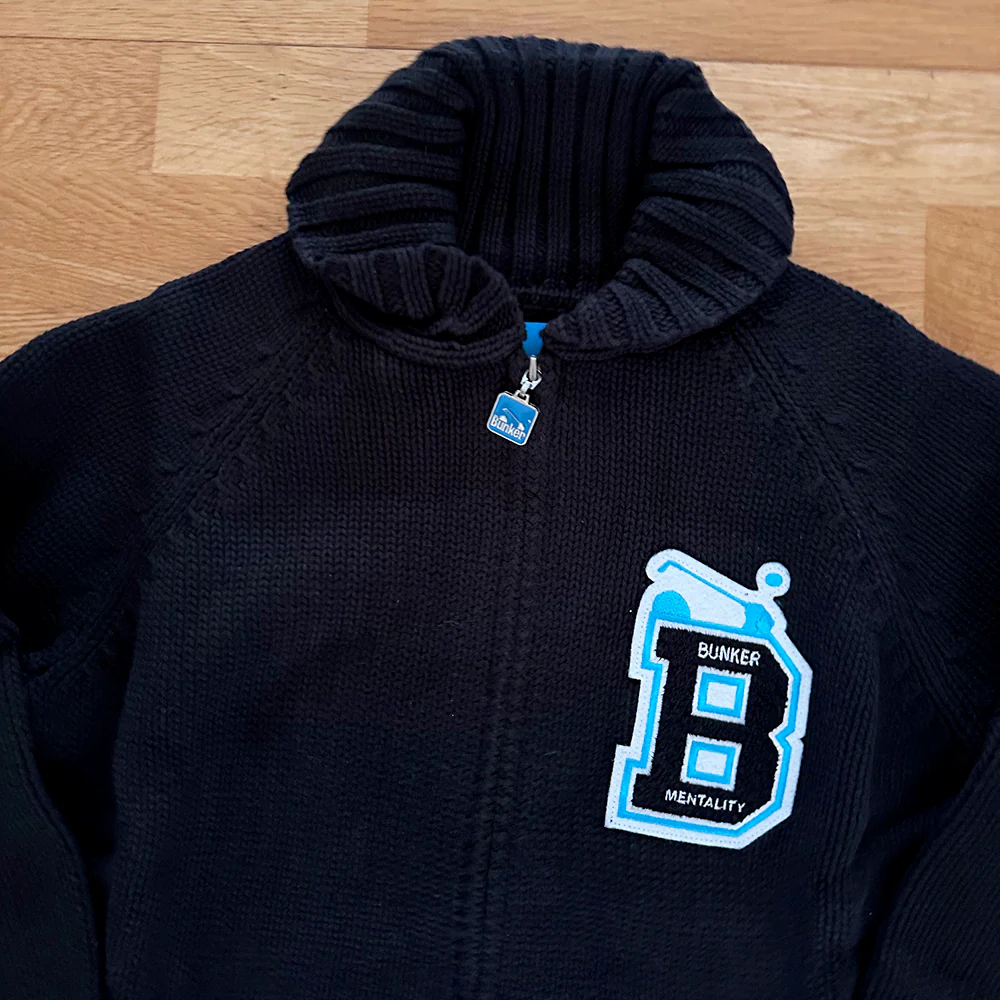 Cotton Heavy Knit Full Zip Cardigan with Jacquard Buggy - Black - XS 38" S 40" chest - (Sample) (Copy) - Image 5
