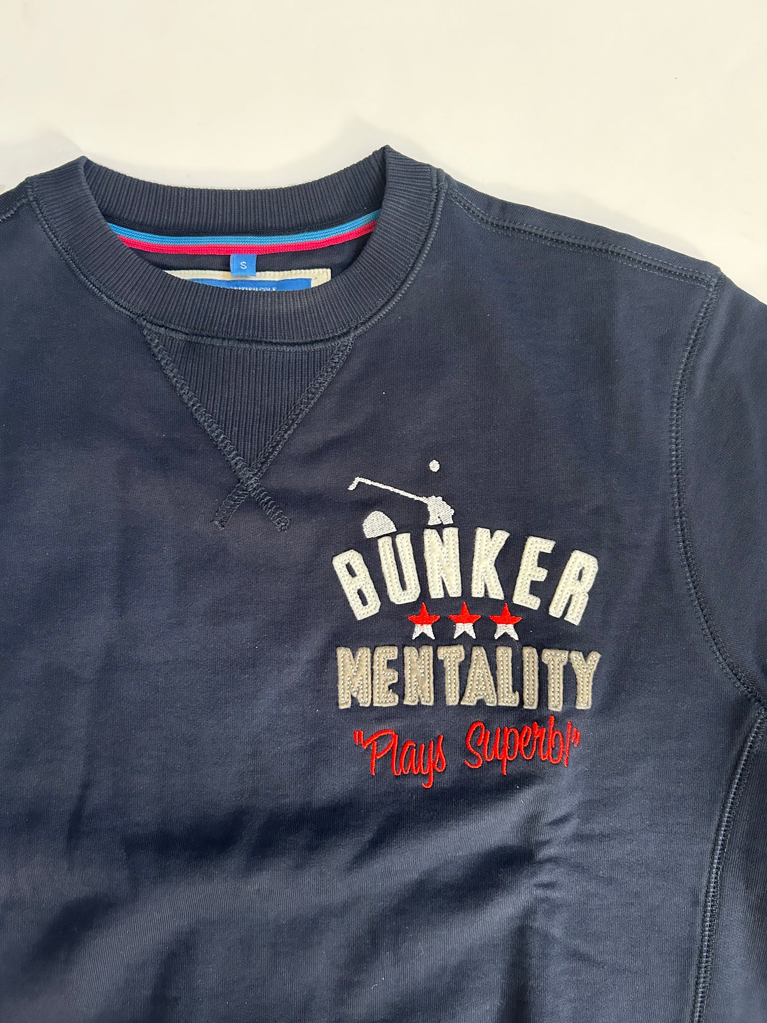 Cotton Sweat with Applique Embroidery Small Fit- Navy - Small (sample) - Image 2