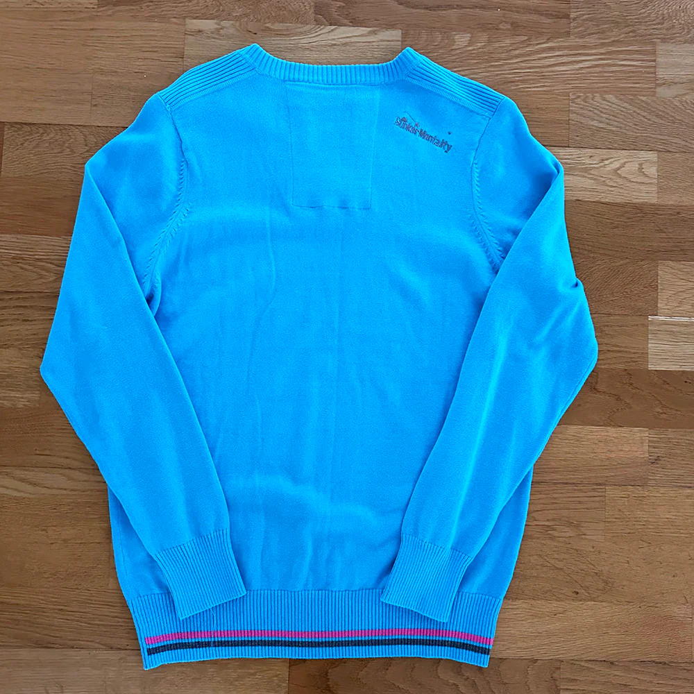 Cotton V Neck Jumper - Blue - S (sample) - Image 2