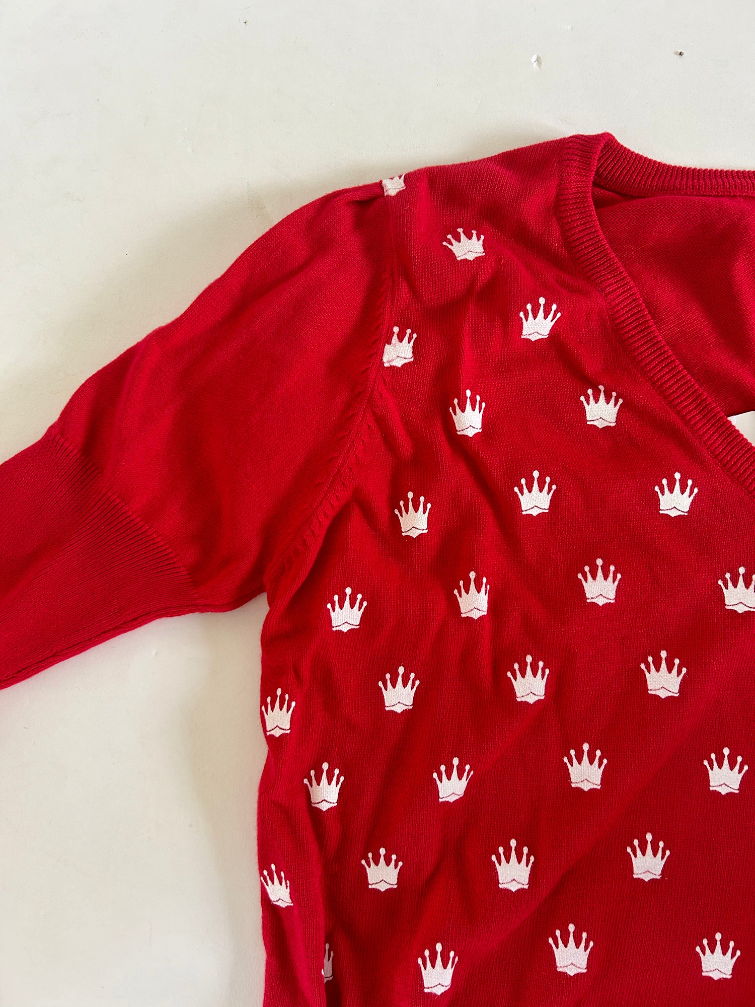 Crown V Neck Womens Sweater - Red (sample) - Image 3