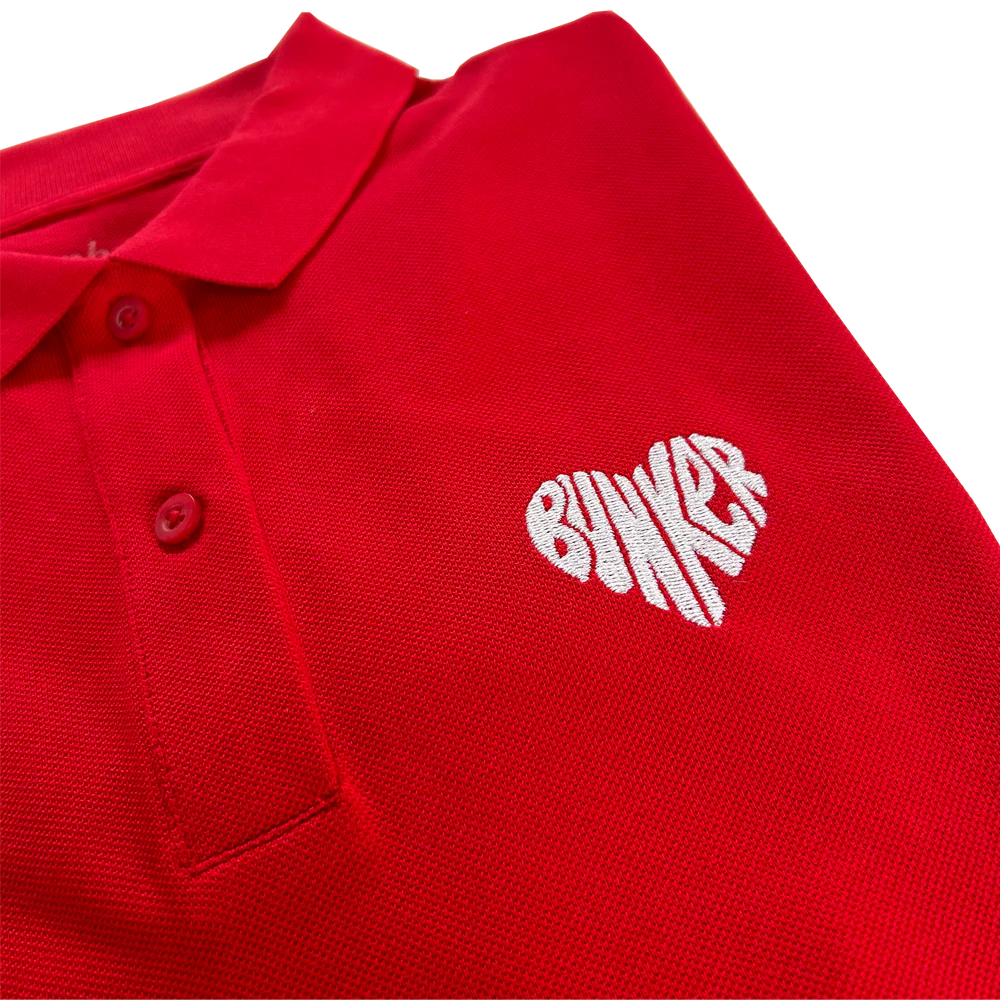 Bunker Woman Embroidered Heart Polo Dress Red - Image 3