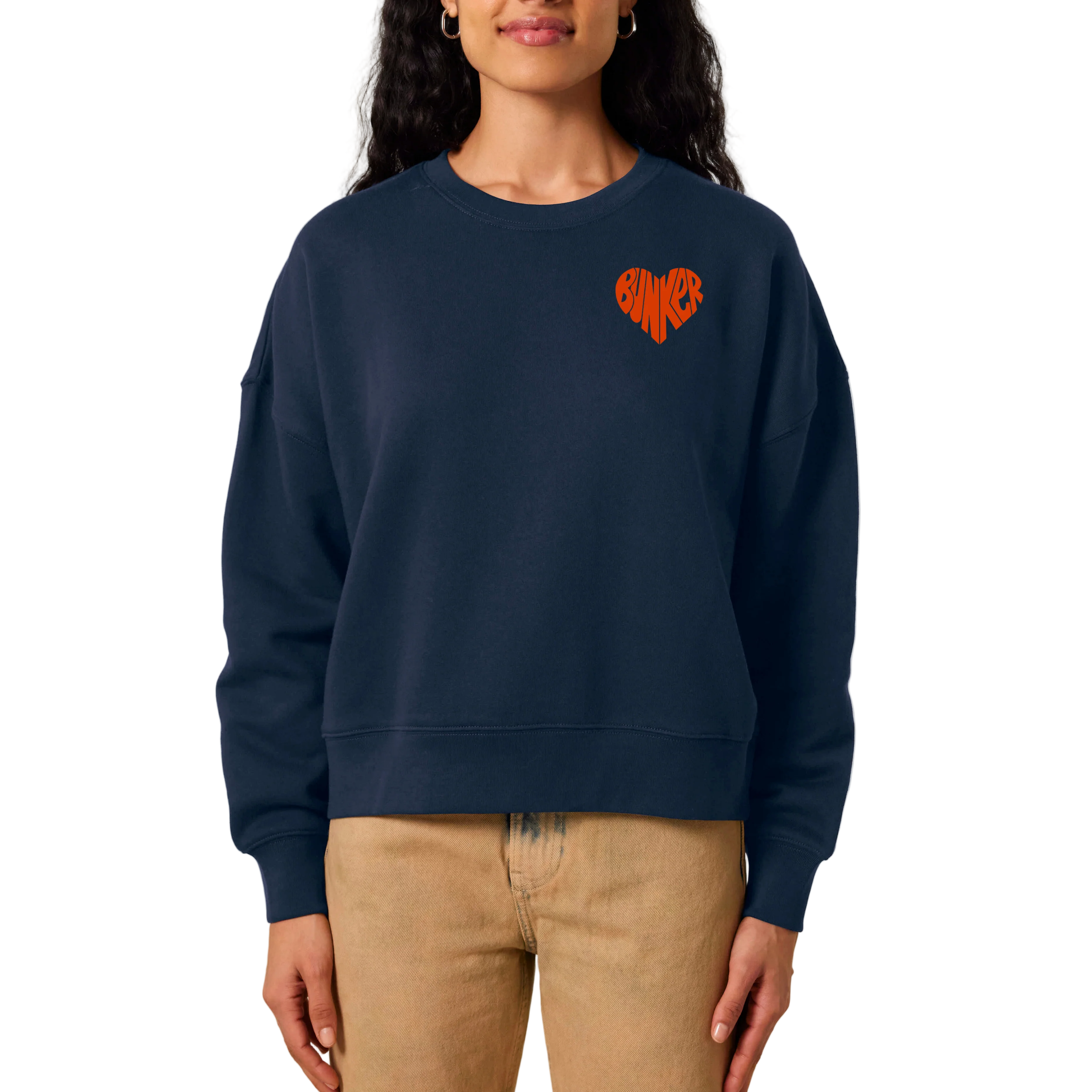 Heart Boxy Sweatshirt Navy - In Stock - Image 3