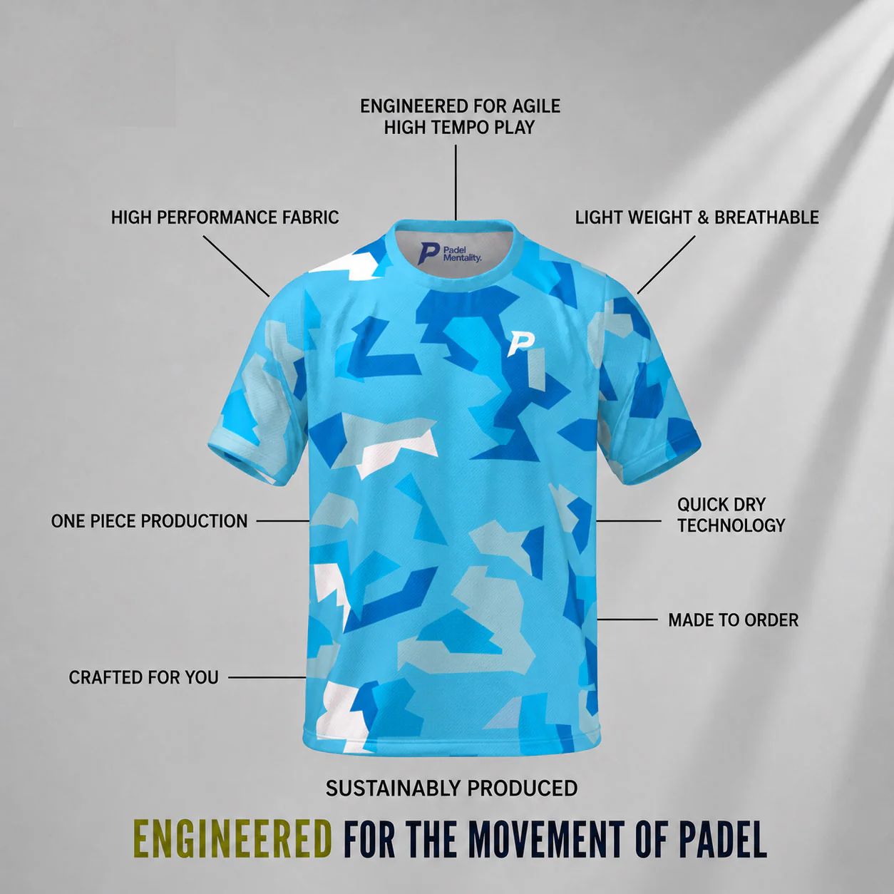 Padel Camo Tech Tee – Ice Blue - Image 3