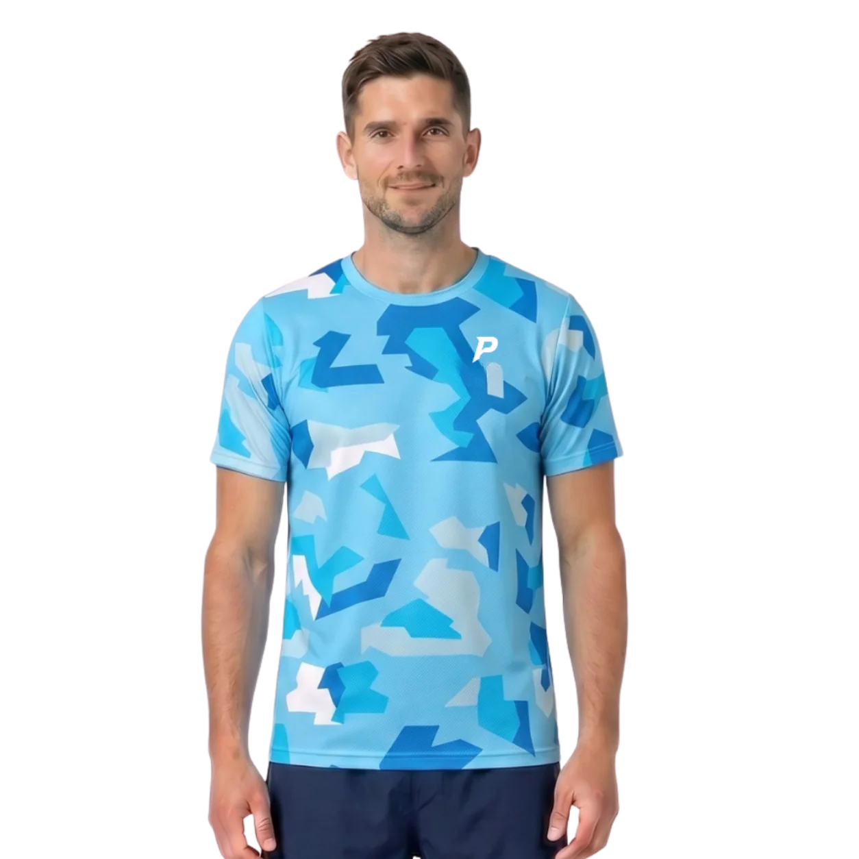 Padel Camo Tech Tee – Ice Blue - Image 4