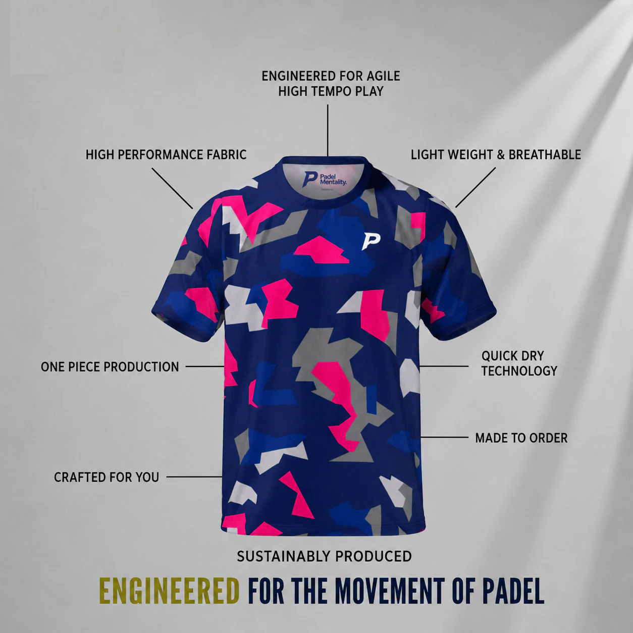 Padel Camo Tech Tee – Navy - Image 3