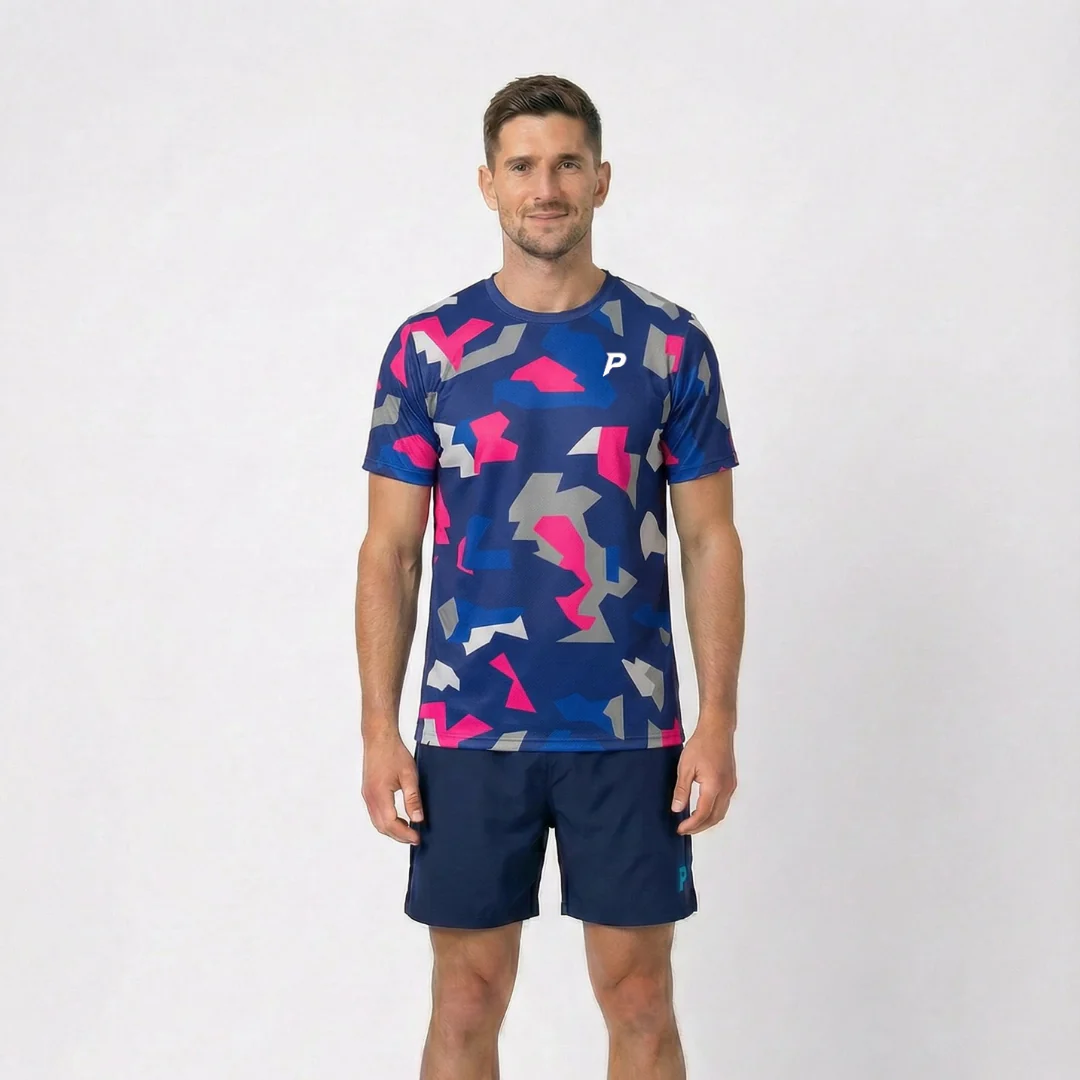 Padel Camo Tech Tee – Navy - Image 4