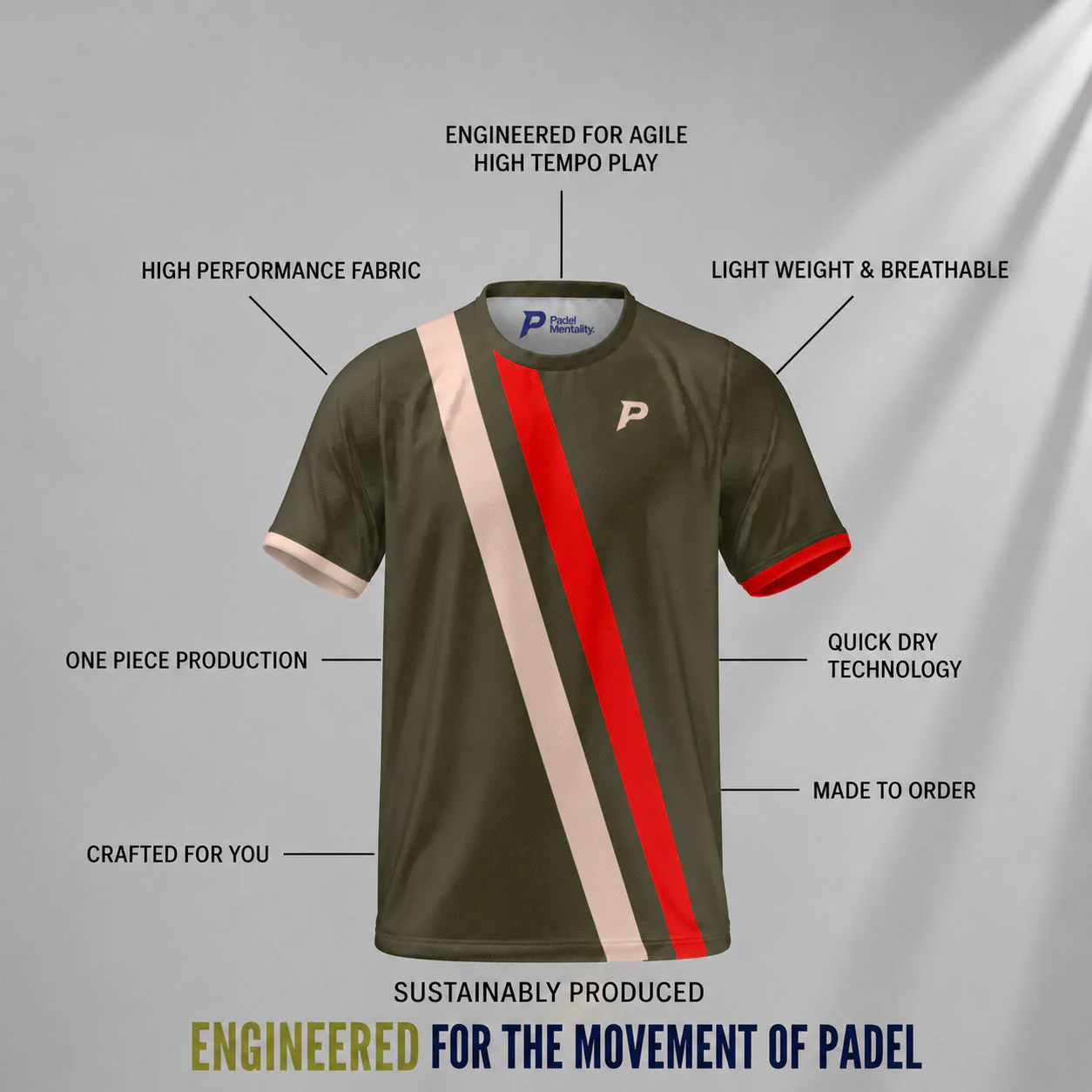 Padel Glide Tech Tee – Khaki - Image 3