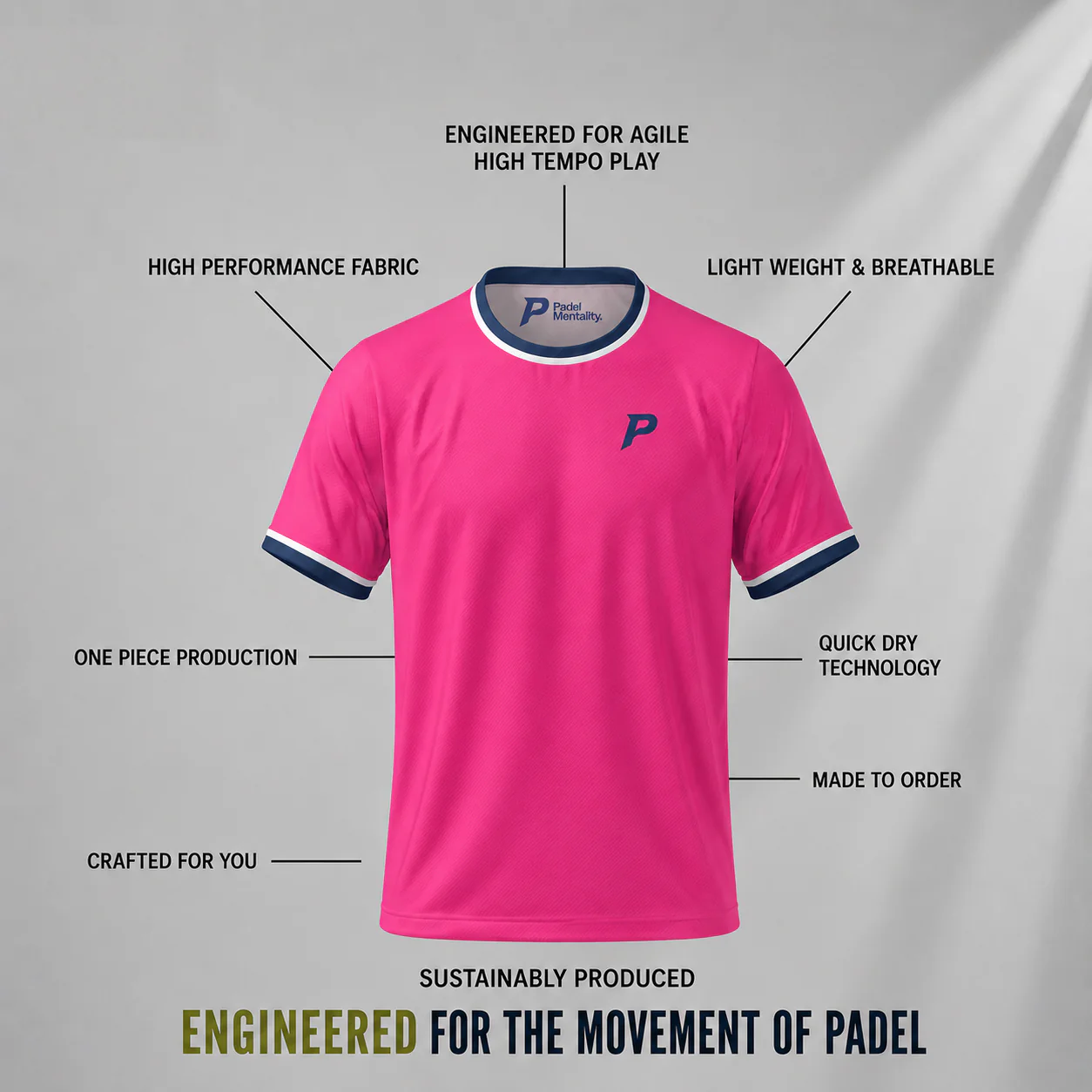 Padel Players Tech Tee – Hot Pink - Image 3
