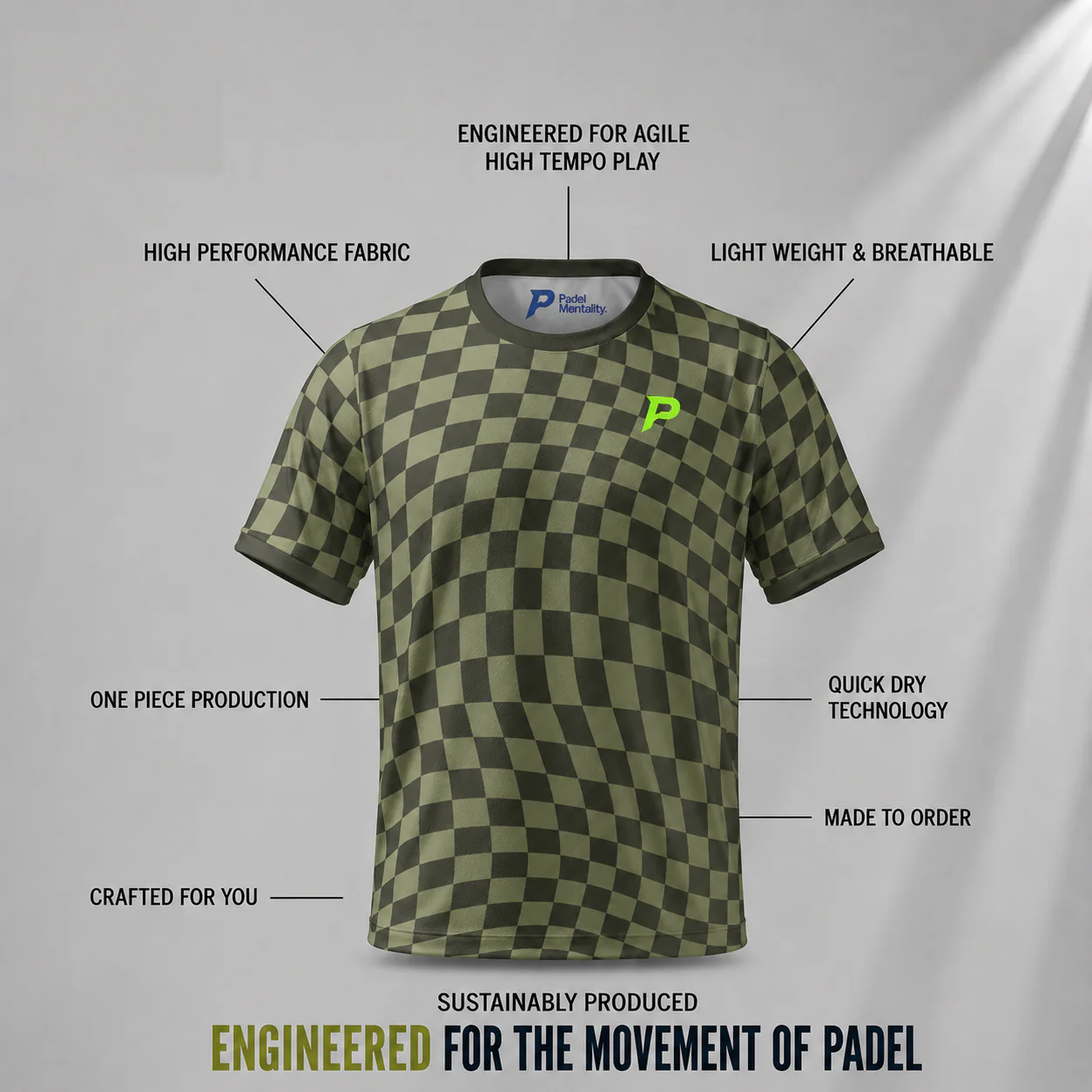 Padel Ripple Tech Tee – Khaki - Image 3
