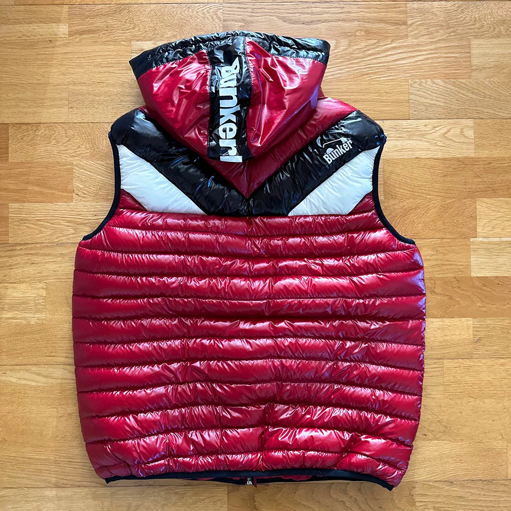 Puffer Gilet with removable Hood - Red - M & XS (Sample) - Image 3