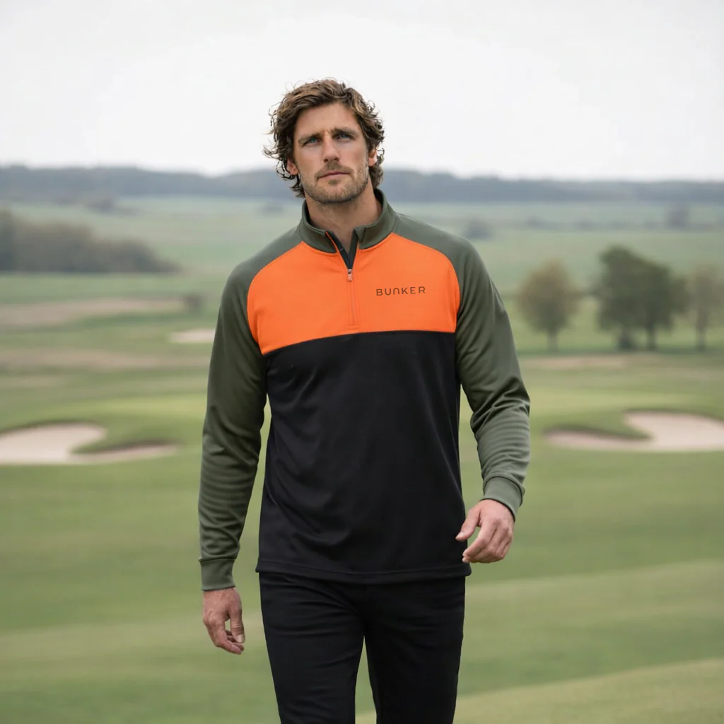 Rocco Mid Layer – Khaki & Orange - Image 3