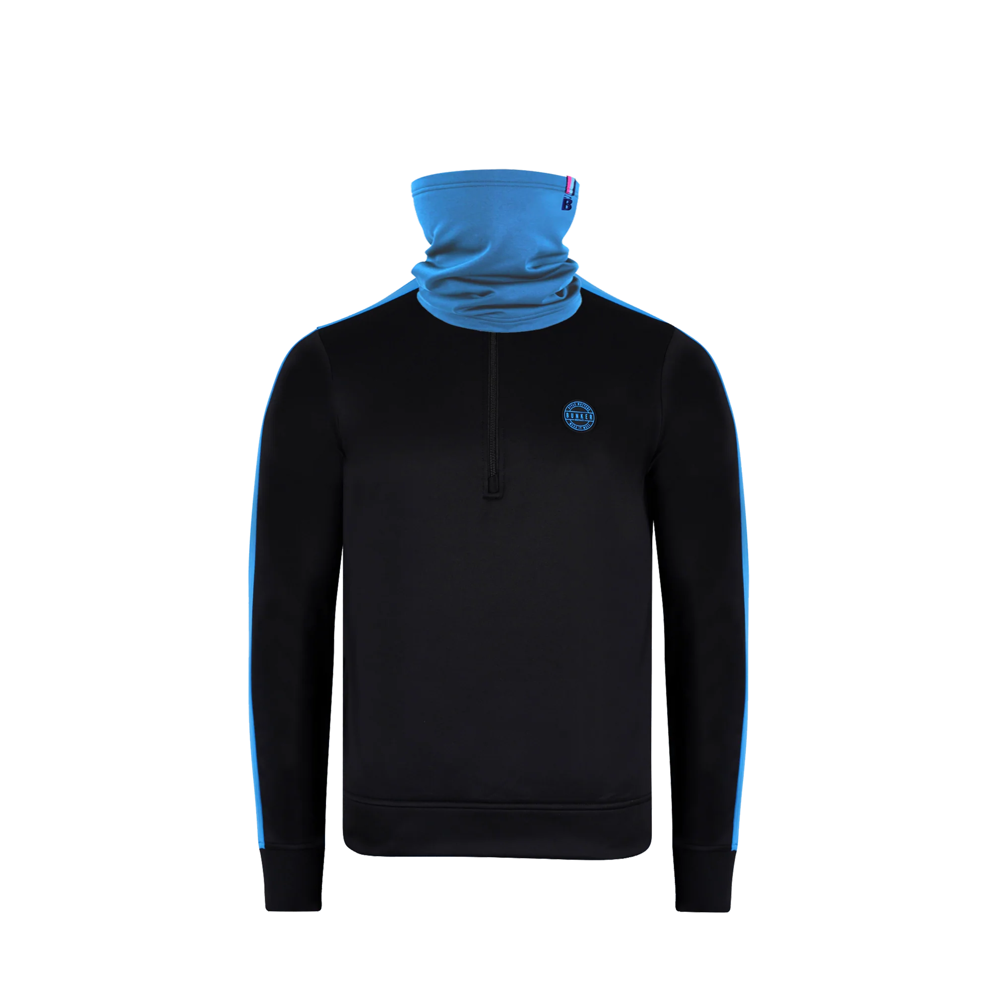 Tri Colour Quarter Zip with Stripe Black - Image 10
