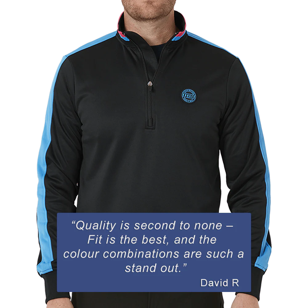 Tri Colour Quarter Zip with Stripe Black - Image 6