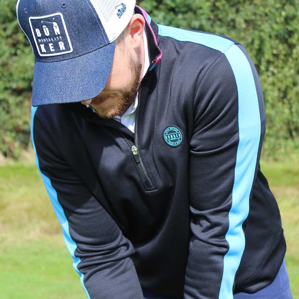 Tri Colour Quarter Zip with Stripe Black - Image 7