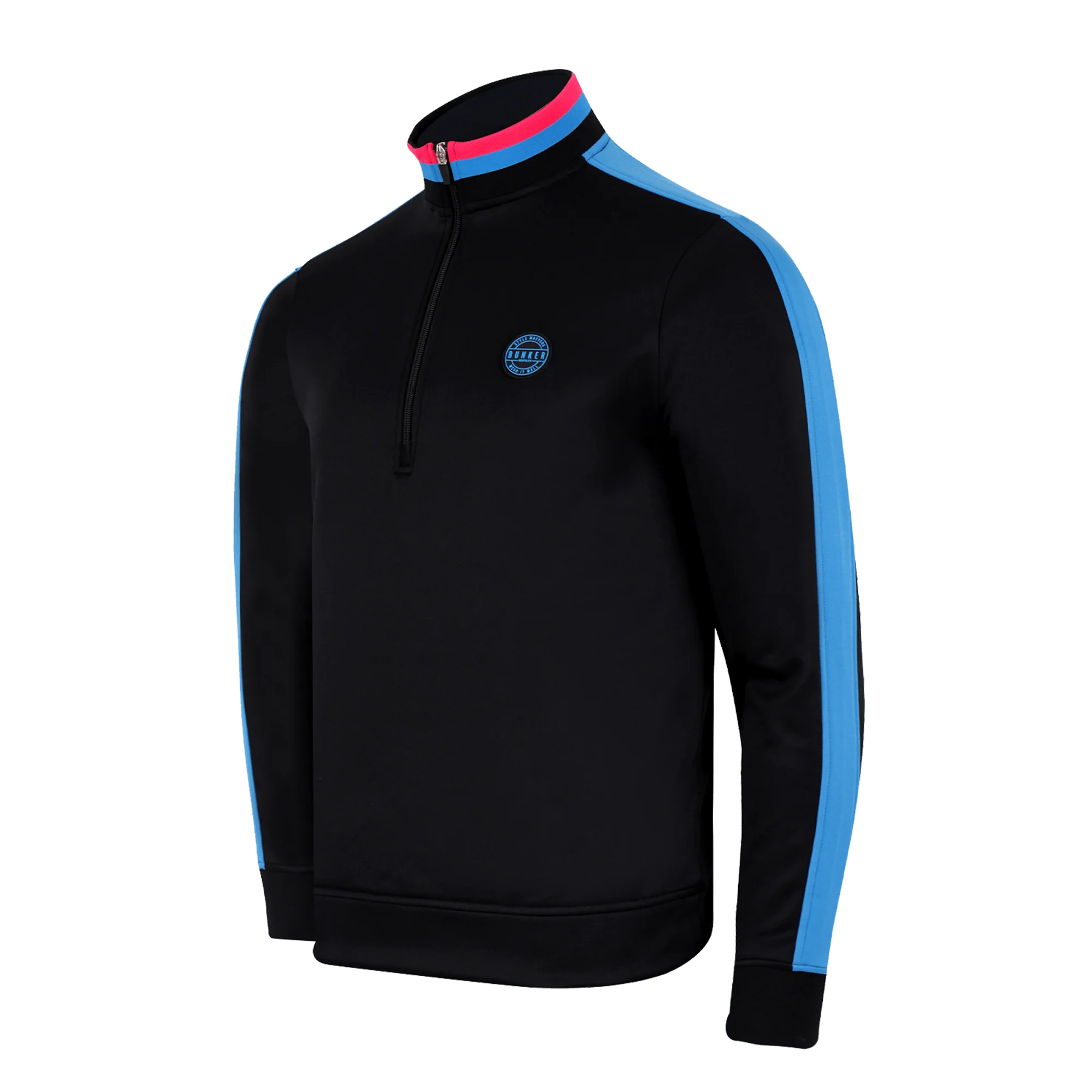 Tri Colour Quarter Zip with Stripe Black - Image 8
