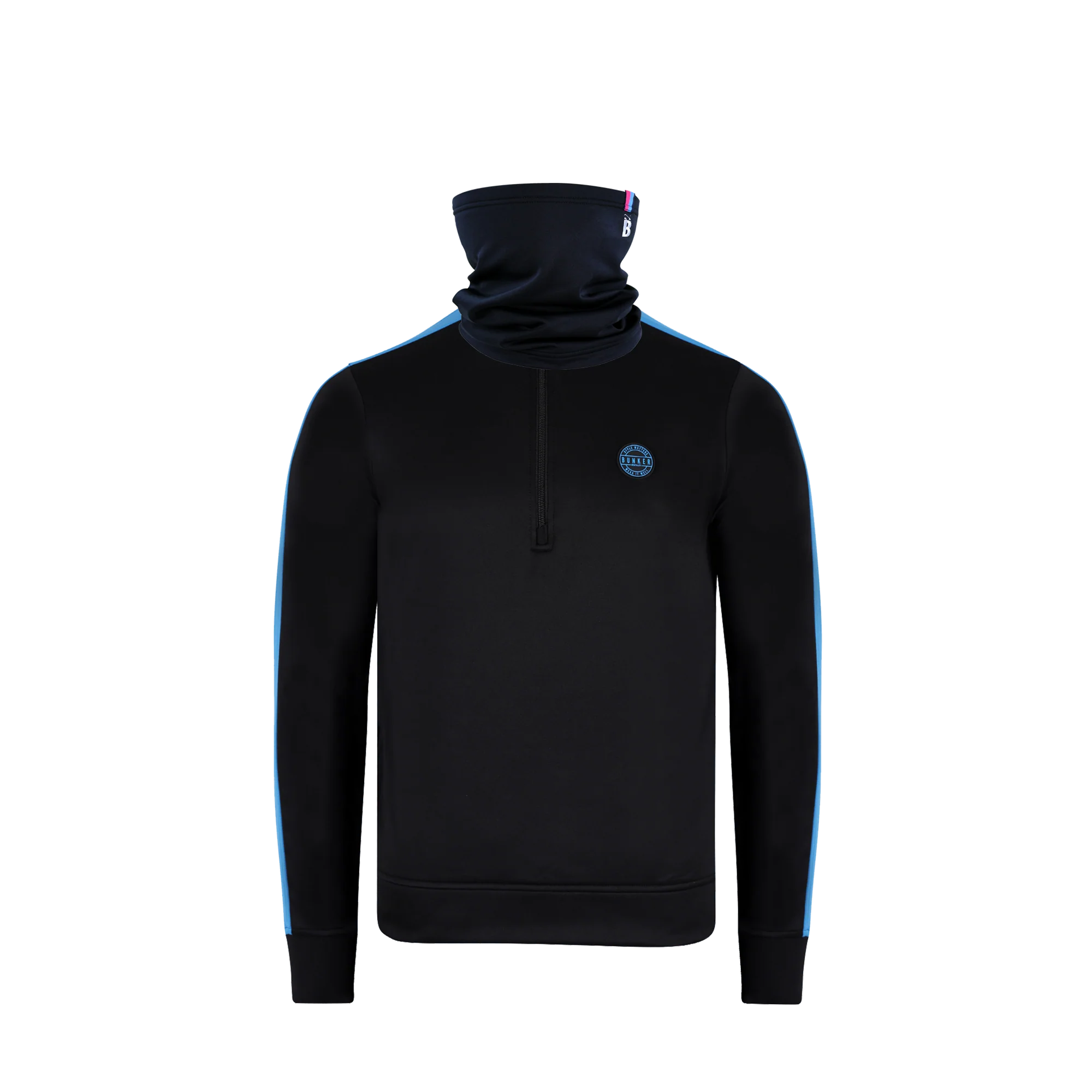 Tri Colour Quarter Zip with Stripe Black - Image 9