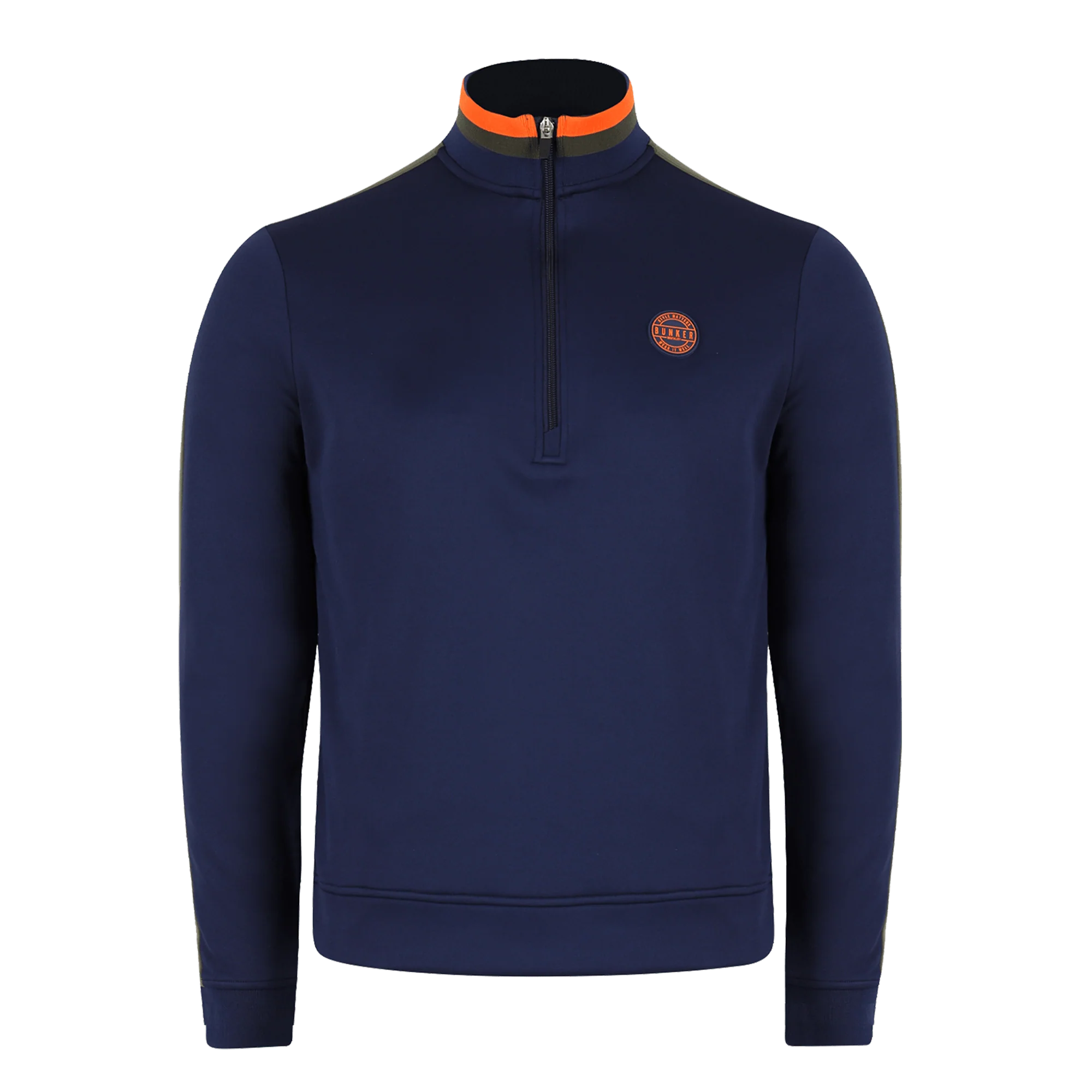 Tri Colour Quarter Zip with Stripe Navy