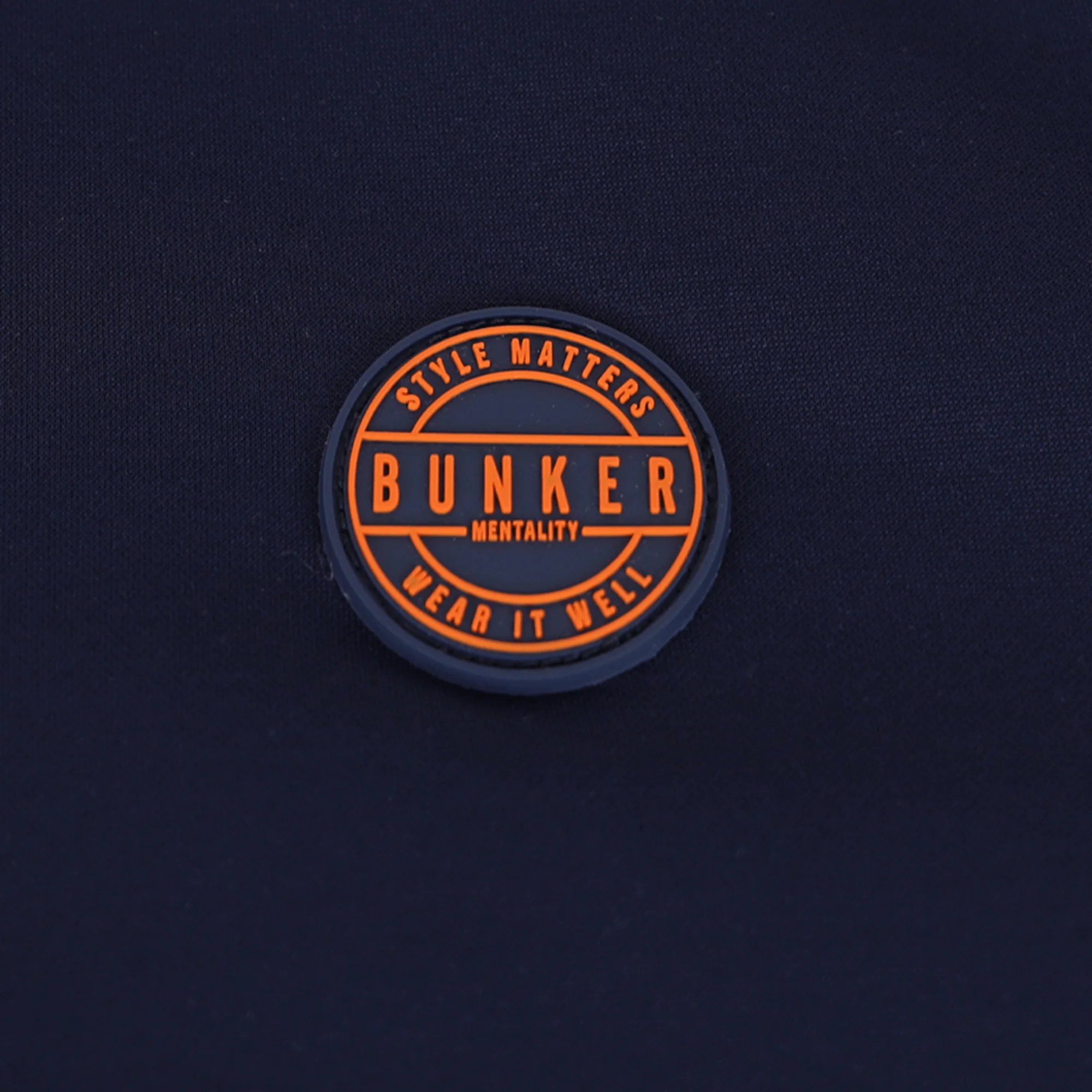 Tri Colour Quarter Zip with Stripe Navy - Image 5