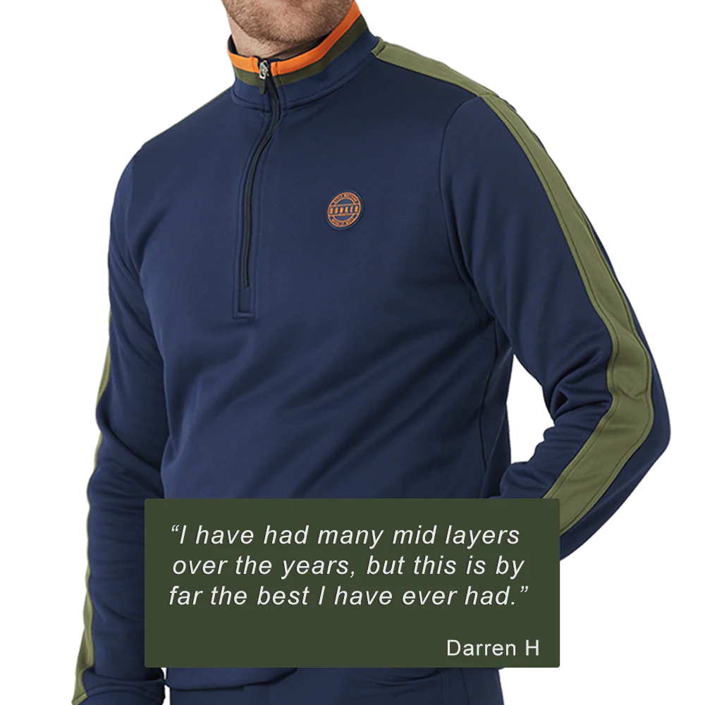 Tri Colour Quarter Zip with Stripe Navy - Image 7