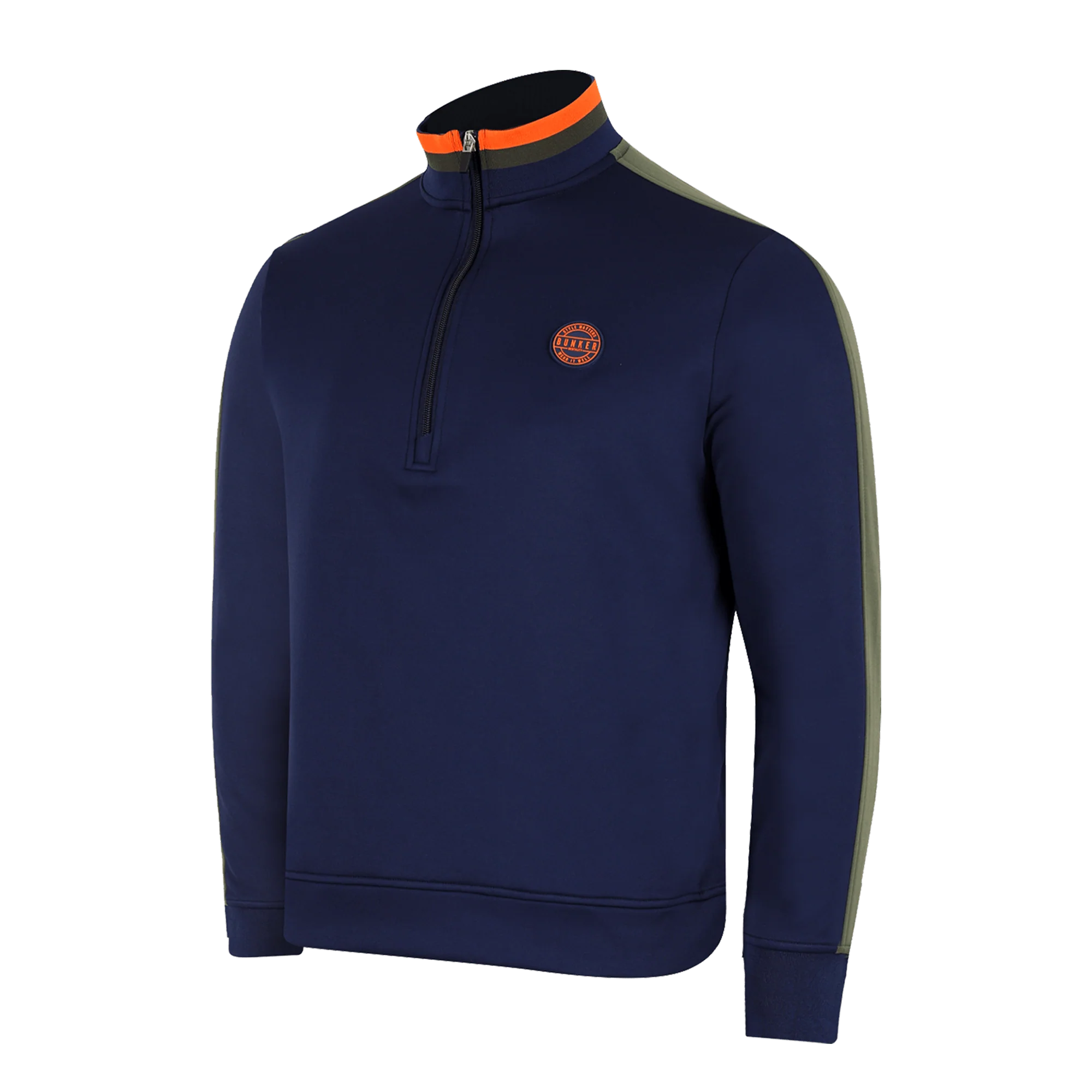 Tri Colour Quarter Zip with Stripe Navy - Image 8